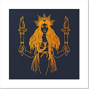 Golden Moon Goddess Hekate Posters and Art